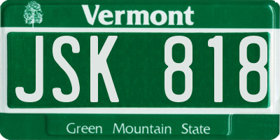 VT license plate JSK818