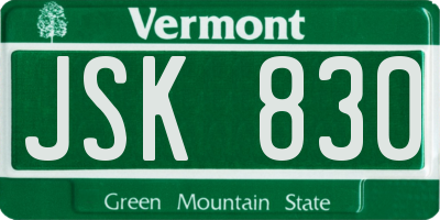 VT license plate JSK830