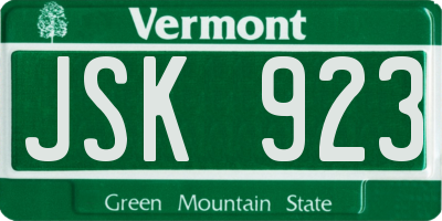 VT license plate JSK923