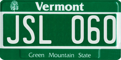 VT license plate JSL060