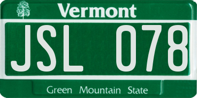 VT license plate JSL078
