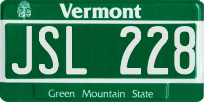VT license plate JSL228