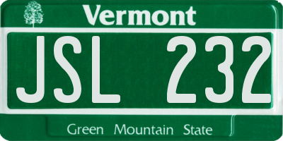 VT license plate JSL232