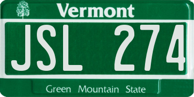 VT license plate JSL274