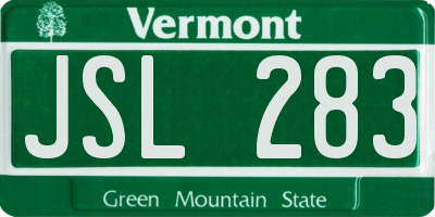 VT license plate JSL283