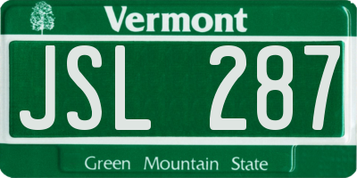 VT license plate JSL287