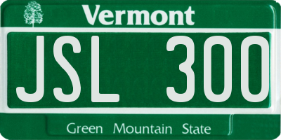 VT license plate JSL300