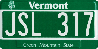 VT license plate JSL317
