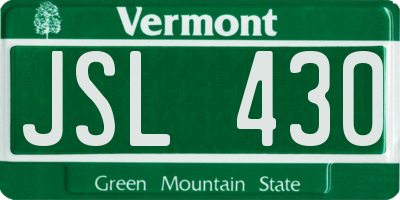 VT license plate JSL430