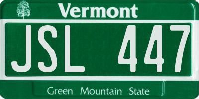 VT license plate JSL447