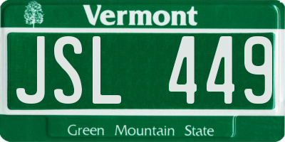 VT license plate JSL449