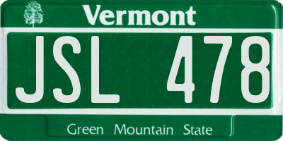 VT license plate JSL478