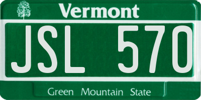 VT license plate JSL570