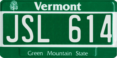 VT license plate JSL614