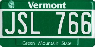 VT license plate JSL766
