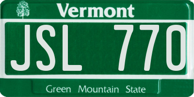 VT license plate JSL770