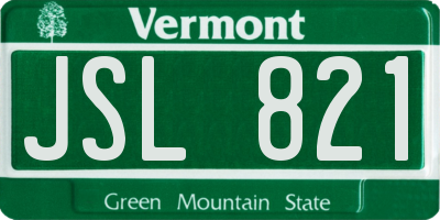 VT license plate JSL821