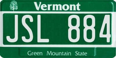 VT license plate JSL884