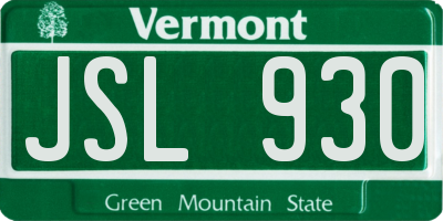 VT license plate JSL930