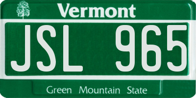 VT license plate JSL965