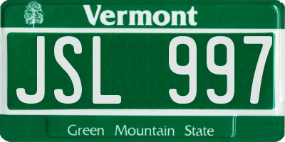 VT license plate JSL997