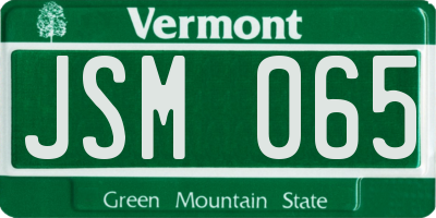 VT license plate JSM065