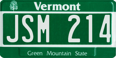 VT license plate JSM214
