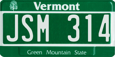 VT license plate JSM314