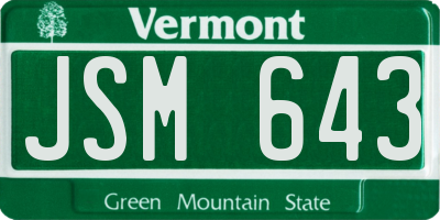VT license plate JSM643
