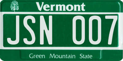 VT license plate JSN007