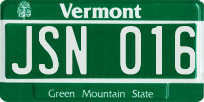 VT license plate JSN016