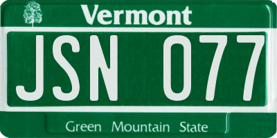 VT license plate JSN077