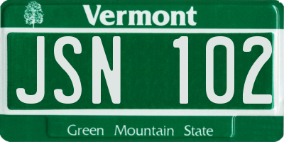 VT license plate JSN102