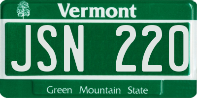 VT license plate JSN220
