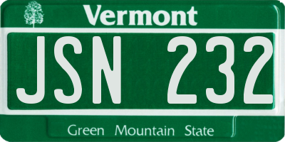 VT license plate JSN232