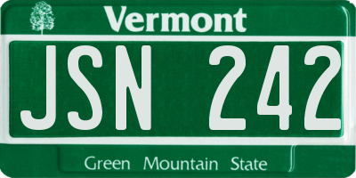 VT license plate JSN242