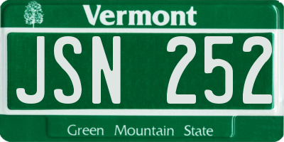 VT license plate JSN252