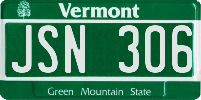 VT license plate JSN306