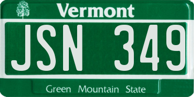 VT license plate JSN349