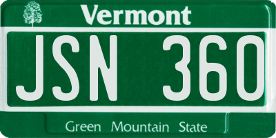 VT license plate JSN360