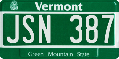 VT license plate JSN387