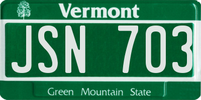 VT license plate JSN703