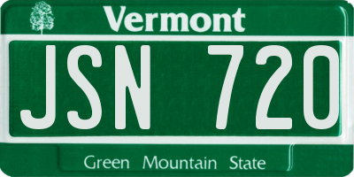 VT license plate JSN720