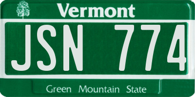 VT license plate JSN774