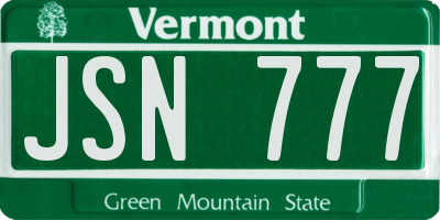VT license plate JSN777