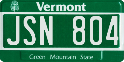 VT license plate JSN804