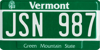 VT license plate JSN987