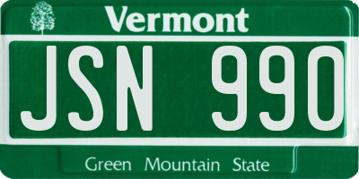 VT license plate JSN990
