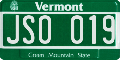 VT license plate JSO019