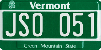 VT license plate JSO051